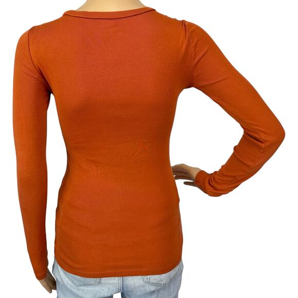 2/$30 J. Crew Slim Perfect Long Sleeve T-Shirt Deep Ember Orange Size XXS - Picture 6 of 14